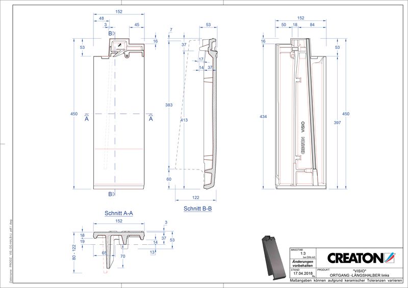 Súbor CAD škridly VISIO krajná škridľa polovičná ľavá LHOGL