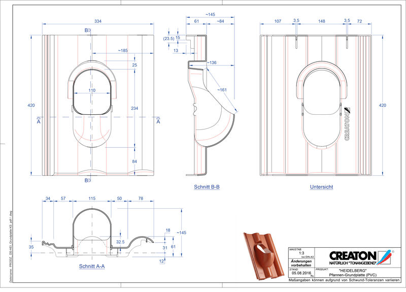 Súbor CAD škridly HEIDELBERG doplnky Grundplatte-PVC