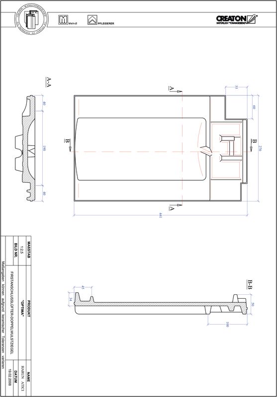 Súbor CAD škridly TERRA OPTIMA podhrebeňová vetracia škridľa s dvojitou vlnou FALDWZ