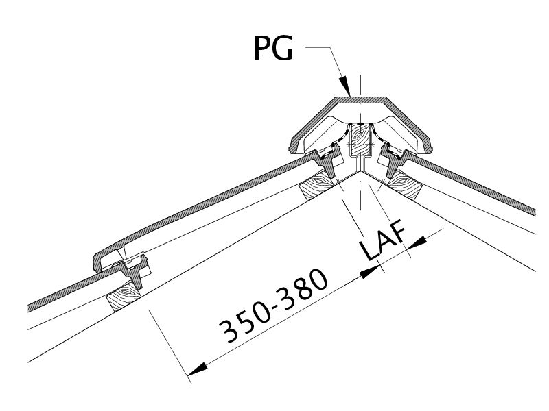 Drawing VISIO distance from batten to ridge intersection point, ridge batten spacing LAF