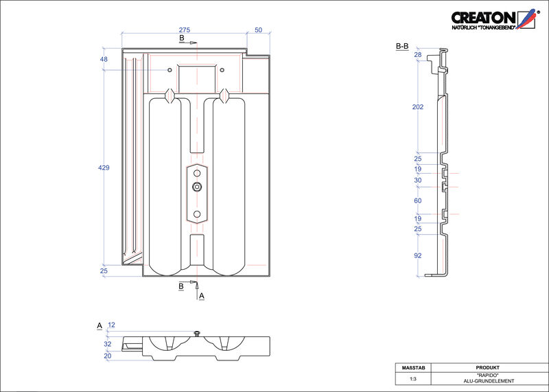Súbor CAD škridly RAPIDO hliníková základná škridľa GRUNDALU