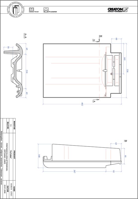 Súbor CAD škridly FUTURA podhrebeňová vetracia škridľa krajná ľavá FALOGL