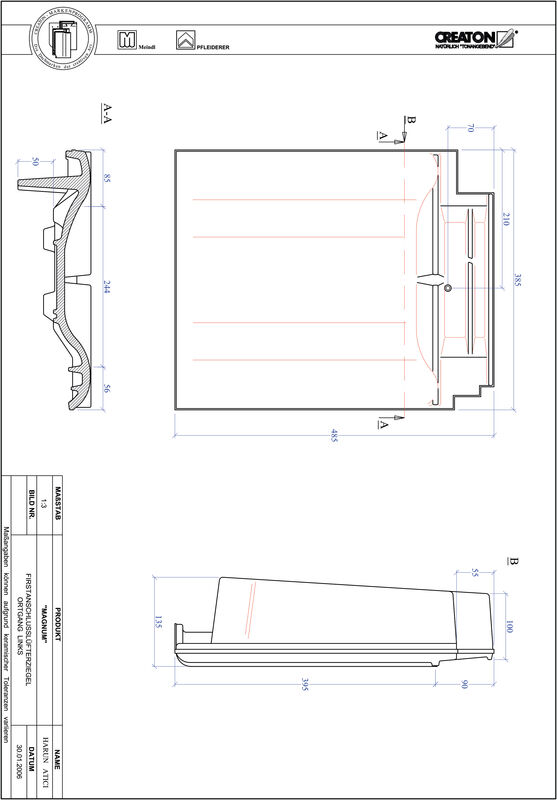 Súbor CAD škridly MAGNUM podhrebeňová vetracia škridľa krajná ľavá FALOGL