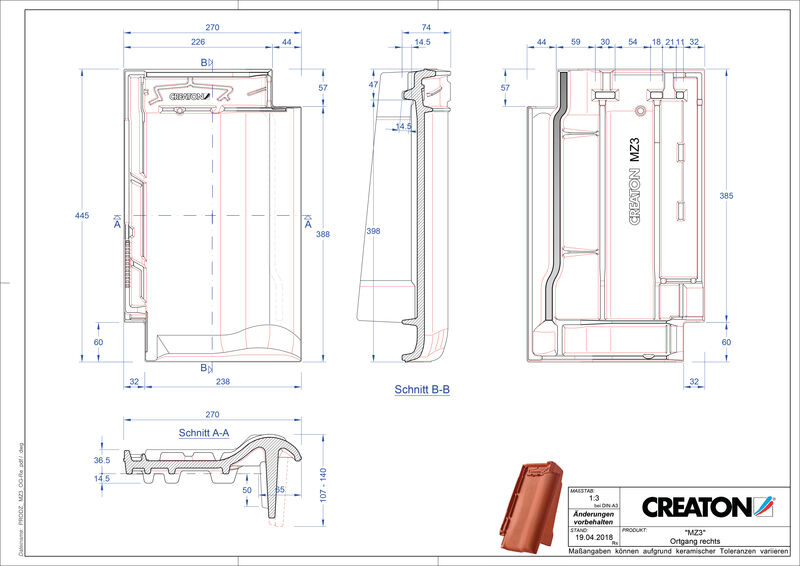 Súbor CAD škridly MZ3 NEU krajná škridľa pravá OGR