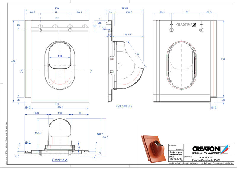 Súbor CAD škridly KAPSTADT doplnky Grundplatte-PVC