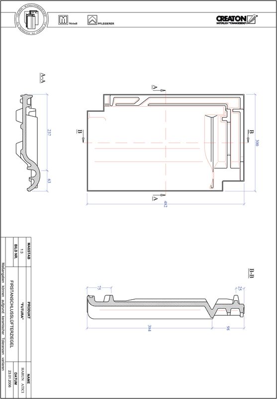 Súbor CAD škridly FUTURA podhrebeňová vetracia škridľa  FALZ