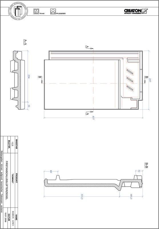 Súbor CAD škridly DOMINO podhrebeňová vetracia škridľa  FALZ