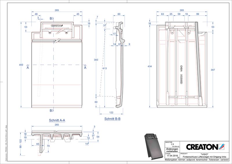 Súbor CAD škridly VISIO podhrebeňová vetracia škridľa krajná ľavá FALOGL