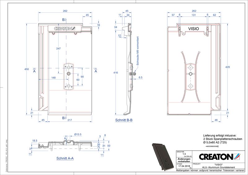 Súbor CAD škridly VISIO hliníková základná škridľa GRUNDALU