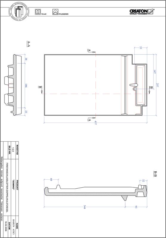 Súbor CAD škridly DOMINO podhrebeňová vetracia škridľa s dvojitou vlnou FALDWZ