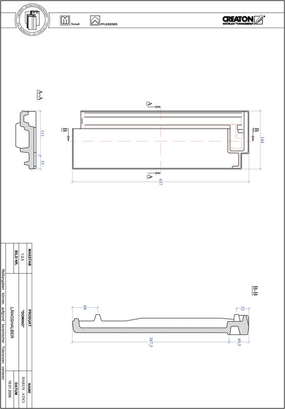 Súbor CAD škridly DOMINO polovičná škridľa LH