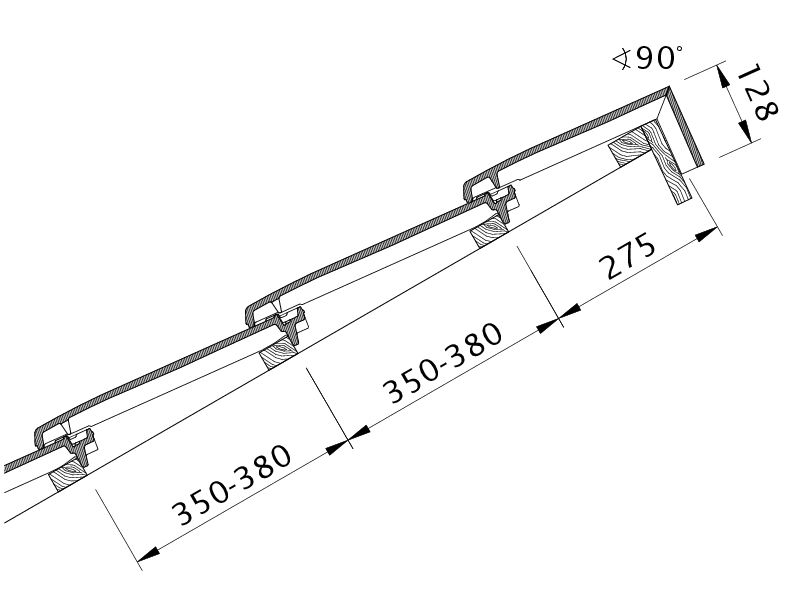 Technický výkres škridly VISIO zhotovenie pultovej strechy PDA