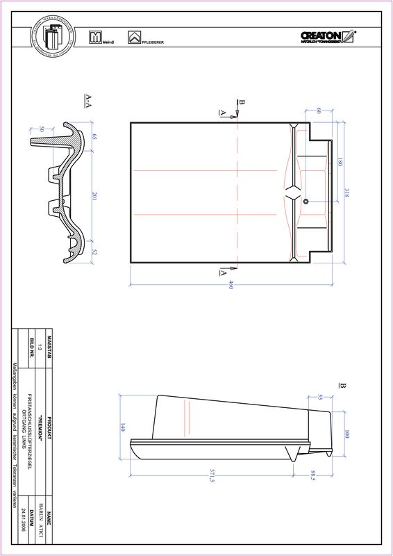 Súbor CAD škridly PREMION podhrebeňová vetracia škridľa krajná ľavá FALOGL