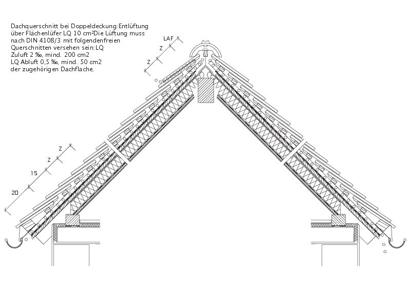 Drawing MANUFAKTUR roof cross-section Doppeldeckung-Luefter