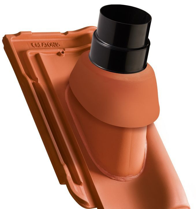 Prestupová škridla na plynové komíny Ø 110 mm alebo Ø 125 mm s prírubou z EPDM