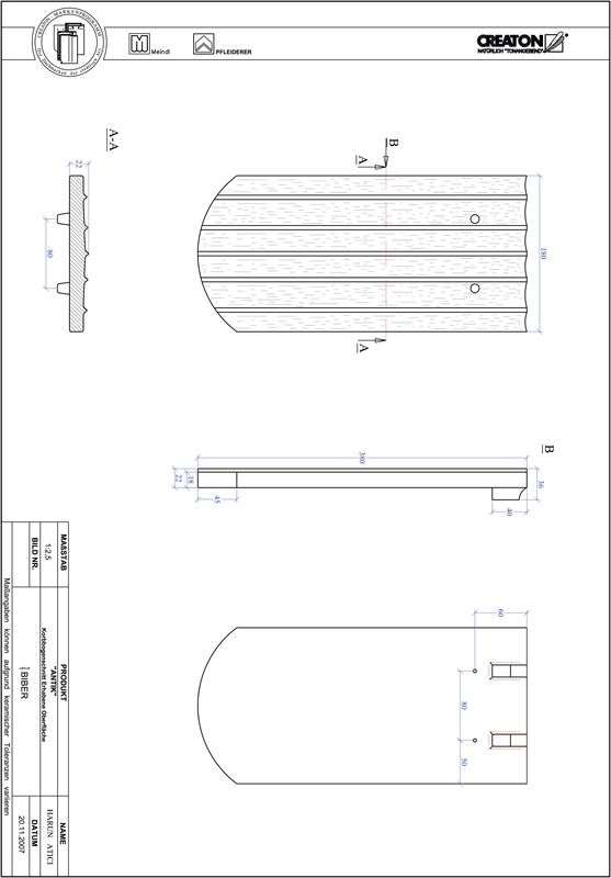 Súbor CAD škridly ANTIK polkruhový rez KORB-ERHO
