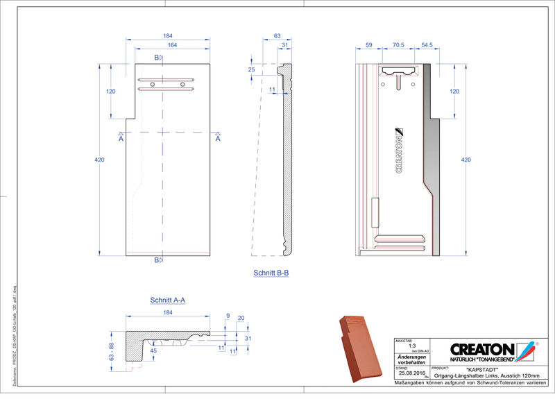 Súbor CAD škridly KAPSTADT krajná škridľa ľavá OGL-halb-120