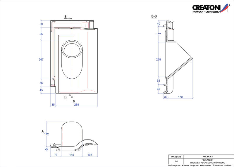 Súbor CAD škridly BALANCE prestupová škridľa na odvod spalín THERME