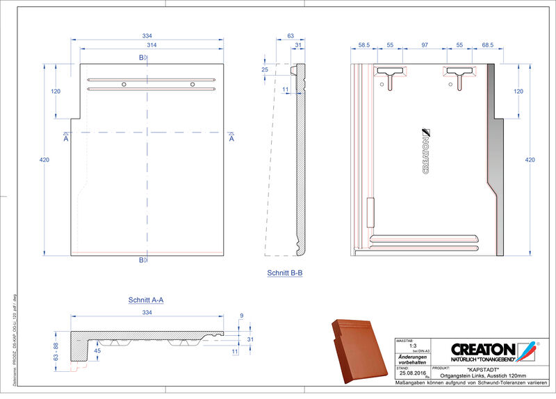 Súbor CAD škridly KAPSTADT krajná škridľa ľavá OGL-120