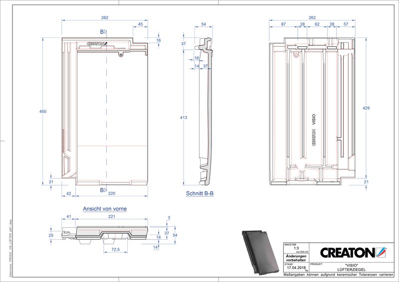 Súbor CAD škridly VISIO vetracia škridľa LUEFTZ