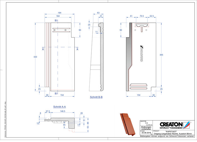 Súbor CAD škridly KAPSTADT krajná škridľa pravá OGR-halb-90