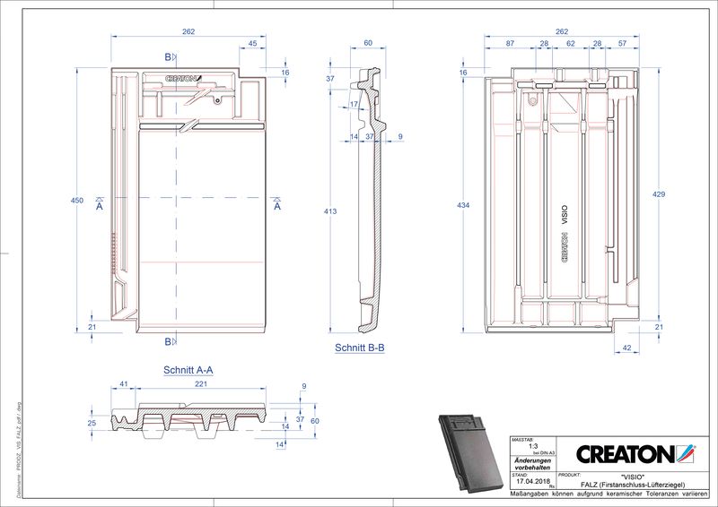 Súbor CAD škridly VISIO podhrebeňová vetracia škridľa FALZ