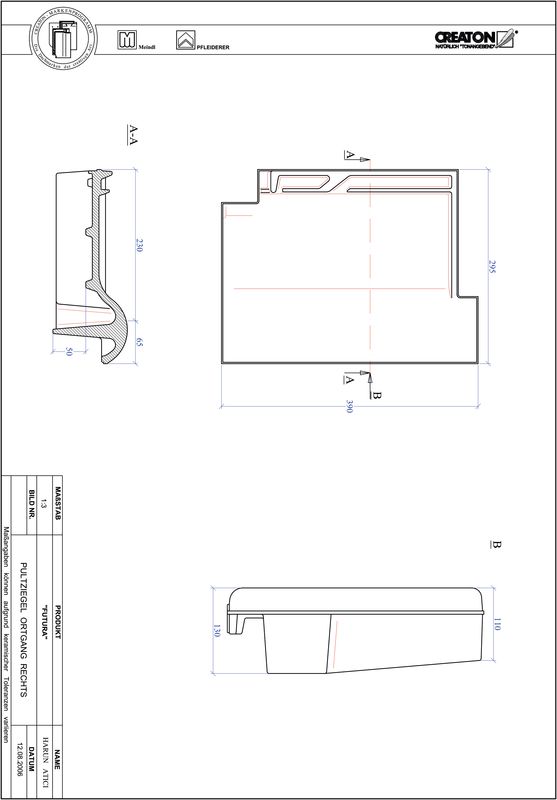 Súbor CAD škridly FUTURA pultová škridľa krajná pravá PULTOGR