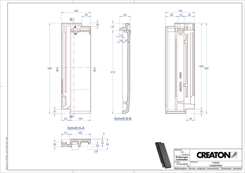 Súbor CAD škridly VISIO polovičná škridľa LH