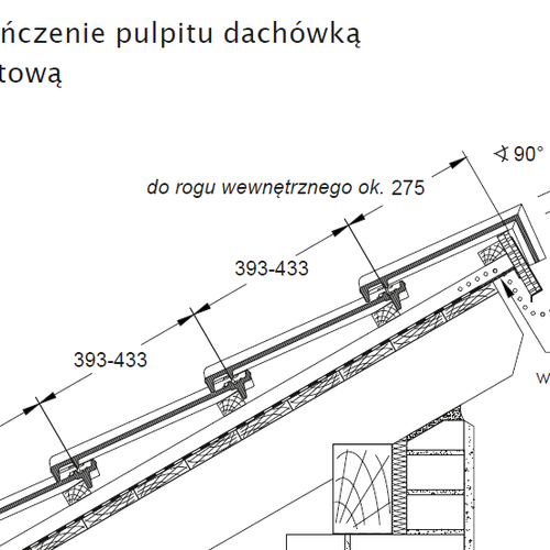 Technický výkres - Dokončenie strechy pultovou škridlou